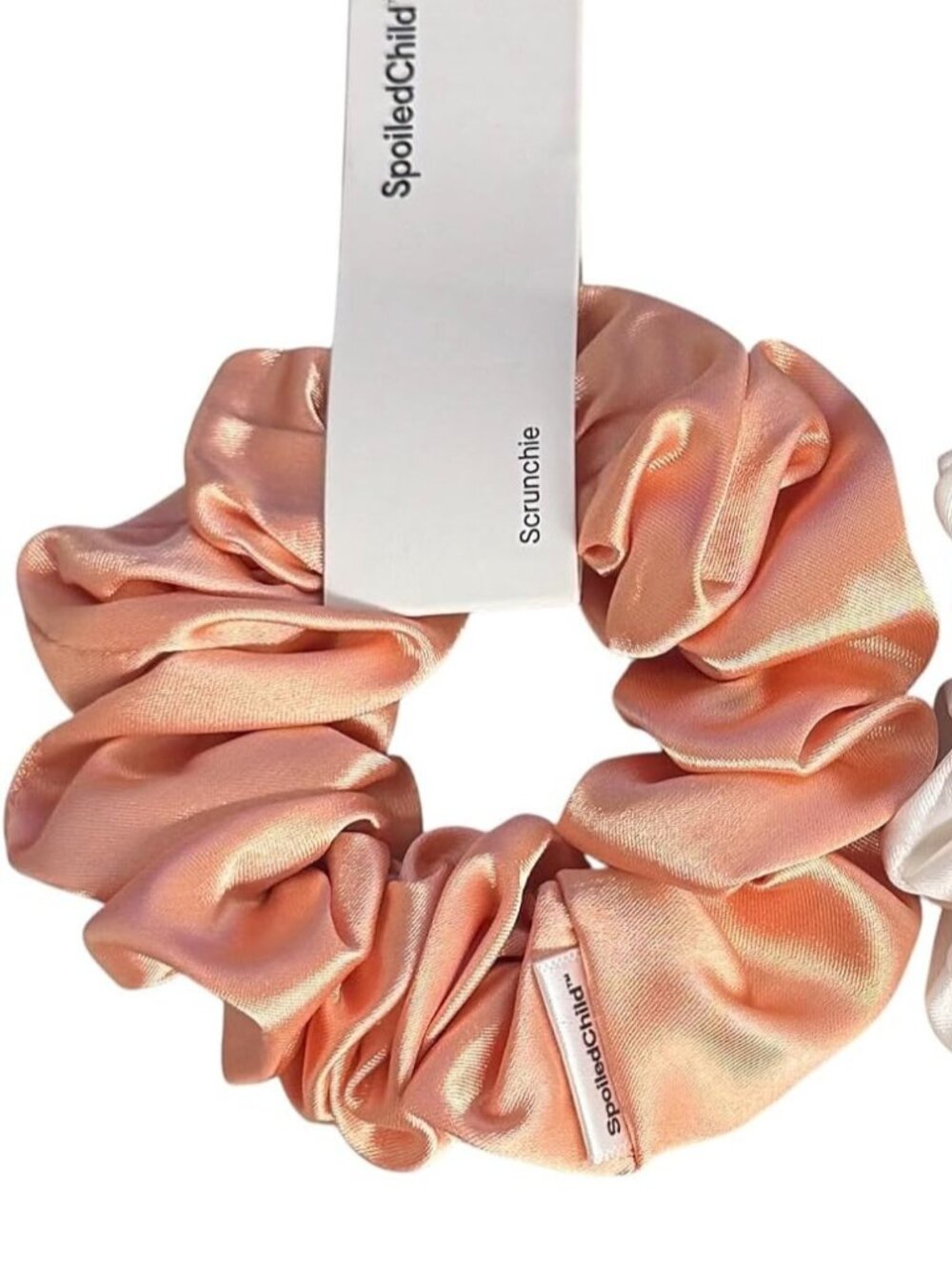 SpoiledChild Silk Crunchies Peach Satin Hair Scrunchy for Women Frizz reducing
